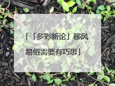 「多彩新论」移风易俗需要有巧思