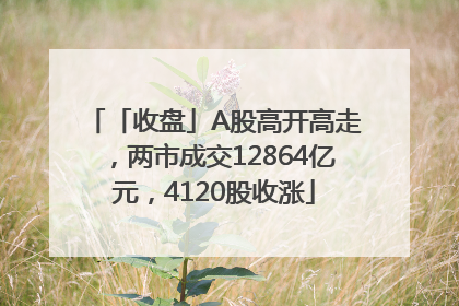 「收盘」A股高开高走，两市成交12864亿元，4120股收涨