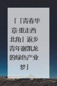 「青春华章·重走西北角」返乡青年谢凯龙的绿色产业梦