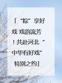 “粽”享好戏 戏韵流芳！共赴河北“中华有好戏”特别之约