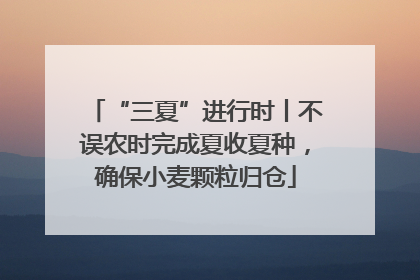 “三夏”进行时丨不误农时完成夏收夏种，确保小麦颗粒归仓