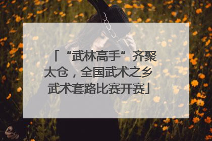 “武林高手”齐聚太仓，全国武术之乡武术套路比赛开赛