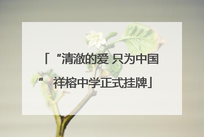 “清澈的爱 只为中国” 祥榕中学正式挂牌