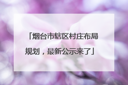 烟台市辖区村庄布局规划，最新公示来了
