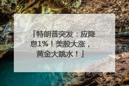 特朗普突发：应降息1%！美股大涨，黄金大跳水！