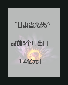 甘肃省光伏产品前5个月出口1.4亿元