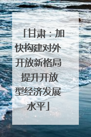 甘肃：加快构建对外开放新格局 提升开放型经济发展水平