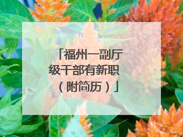 福州一副厅级干部有新职（附简历）