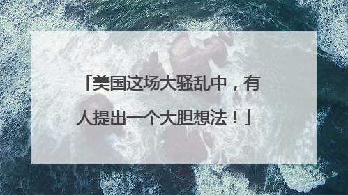美国这场大骚乱中，有人提出一个大胆想法！