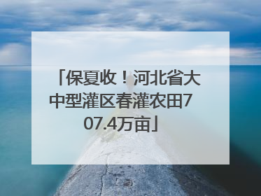 保夏收！河北省大中型灌区春灌农田707.4万亩