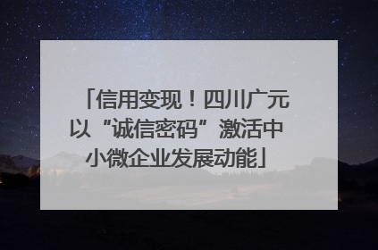 信用变现！四川广元以“诚信密码”激活中小微企业发展动能