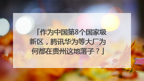 作为中国第8个国家级新区，腾讯华为等大厂为何都在贵州这地落子？
