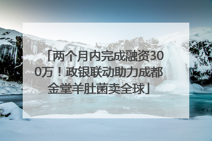 两个月内完成融资300万！政银联动助力成都金堂羊肚菌卖全球