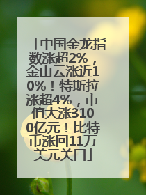 中国金龙指数涨超2%，金山云涨近10%！特斯拉涨超4%，市值大涨3100亿元！比特币涨回11万美元关口