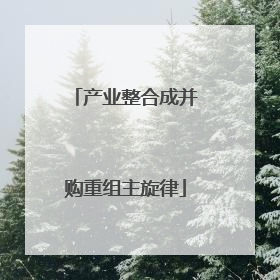 产业整合成并购重组主旋律