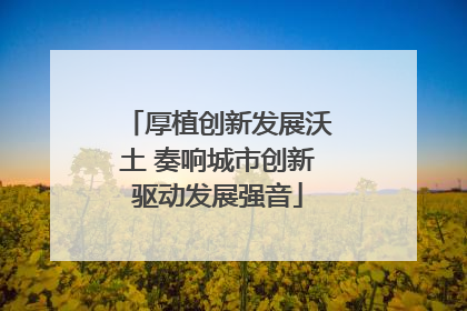 厚植创新发展沃土 奏响城市创新驱动发展强音