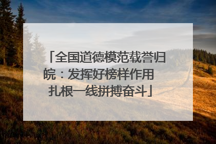 全国道德模范载誉归皖：发挥好榜样作用 扎根一线拼搏奋斗