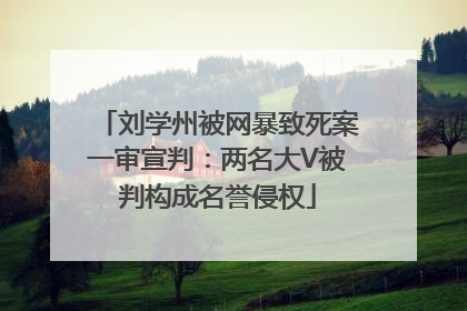 刘学州被网暴致死案一审宣判：两名大V被判构成名誉侵权