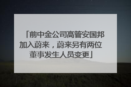 前中金公司高管安国邦加入蔚来，蔚来另有两位董事发生人员变更
