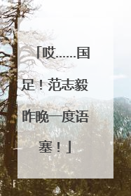 哎……国足！范志毅昨晚一度语塞！