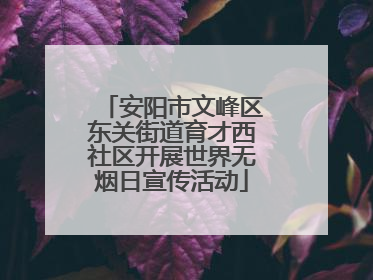 安阳市文峰区东关街道育才西社区开展世界无烟日宣传活动