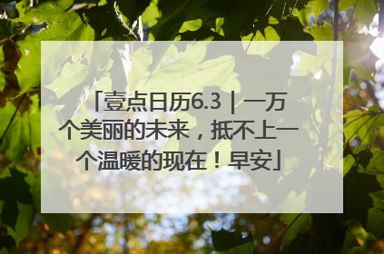 壹点日历6.3｜一万个美丽的未来，抵不上一个温暖的现在！早安