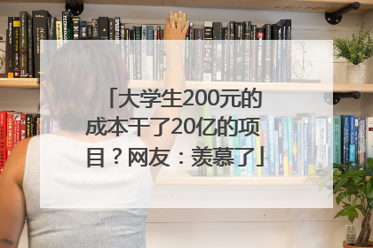 大学生200元的成本干了20亿的项目？网友：羡慕了