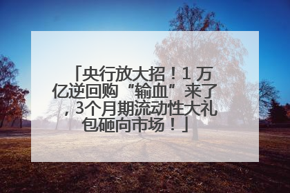 央行放大招！1 万亿逆回购“输血”来了，3个月期流动性大礼包砸向市场！