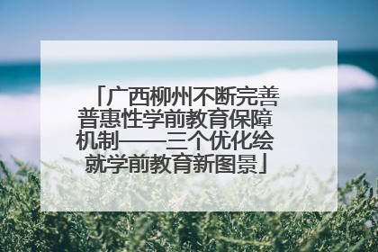 广西柳州不断完善普惠性学前教育保障机制——三个优化绘就学前教育新图景