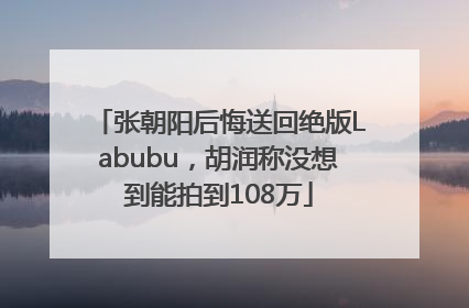 张朝阳后悔送回绝版Labubu，胡润称没想到能拍到108万