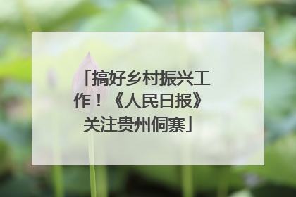 搞好乡村振兴工作！《人民日报》关注贵州侗寨