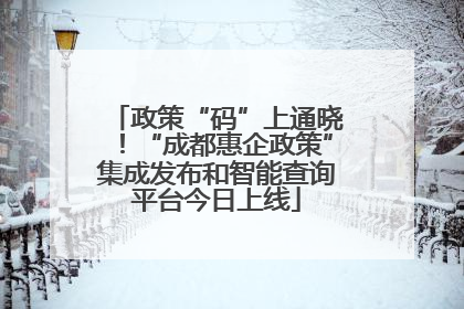 政策“码”上通晓！“成都惠企政策”集成发布和智能查询平台今日上线