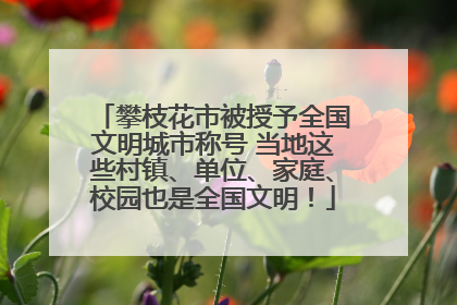 攀枝花市被授予全国文明城市称号 当地这些村镇、单位、家庭、校园也是全国文明！