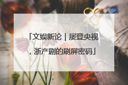 文娱新论｜屡登央视，浙产剧的刷屏密码