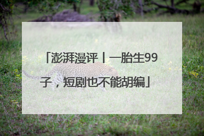 澎湃漫评丨一胎生99子，短剧也不能胡编