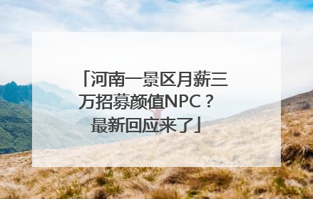 河南一景区月薪三万招募颜值NPC？最新回应来了