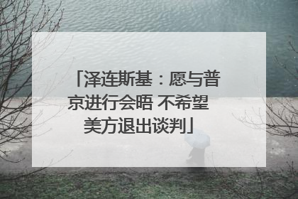泽连斯基：愿与普京进行会晤 不希望美方退出谈判