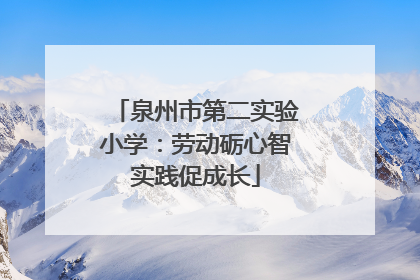 泉州市第二实验小学：劳动砺心智实践促成长