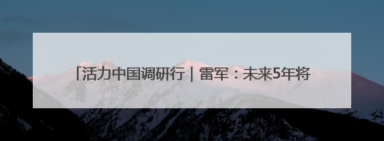 活力中国调研行|雷军:未来5年将投2000亿元用于核心技术研发