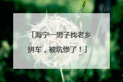 海宁一男子找老乡拼车，被坑惨了！