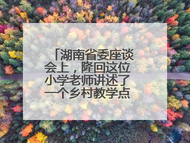 湖南省委座谈会上，隆回这位小学老师讲述了一个乡村教学点的温暖故事