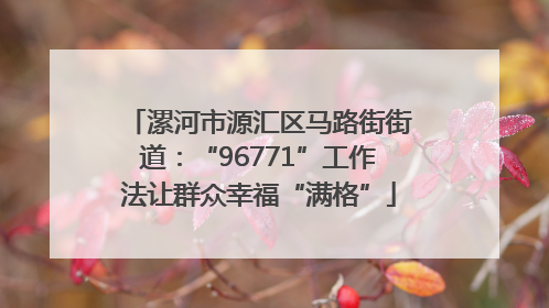 漯河市源汇区马路街街道：“96771”工作法让群众幸福“满格”