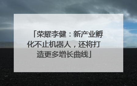荣耀李健：新产业孵化不止机器人，还将打造更多增长曲线