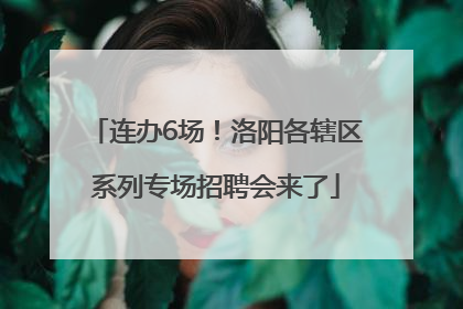 连办6场！洛阳各辖区系列专场招聘会来了