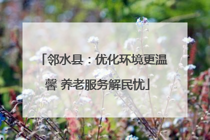 邻水县：优化环境更温馨 养老服务解民忧