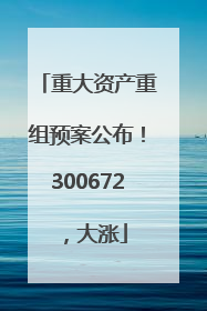 重大资产重组预案公布！300672，大涨