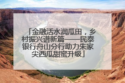 金融活水润瓜田，乡村振兴谱新篇——民泰银行舟山分行助力朱家尖西瓜甜蜜升级