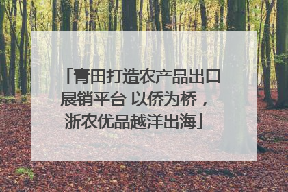 青田打造农产品出口展销平台 以侨为桥，浙农优品越洋出海
