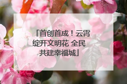 首创首成！云霄绽开文明花 全民共建幸福城