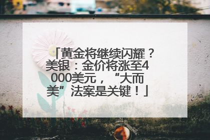 黄金将继续闪耀？美银：金价将涨至4000美元，“大而美”法案是关键！